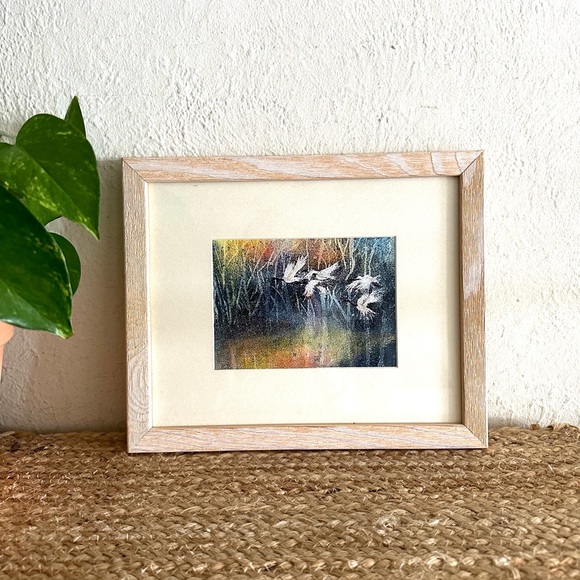 Other - Framed Crane Print : Vintage Bird Art